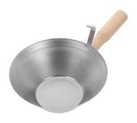SHERCHPRY Padella di Fango e Accessorio per Intonacatura Resistente per Edilizia in Ferro con Manico in Legno Ciotola per Stuccatore Multifunzionale