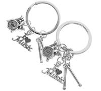 SHERCHPRY Portachiavi Tamburo in Lega Antiruggine Bacchette Set da 2 Ciondoli Musicali per Batteristi Accessori Unici per Zaino e Borsa Regalo Tematico per Appassionati di Musica Rock