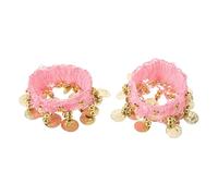 SHERCHPRY Set 2 Pezzi Cavigliere da Ballo Campanellini Rosa, Braccialetti Leggeri Frange e Monete in Metallo per Danza del Ventre, Misura Unica, Accessori per Spettacoli e Prove