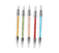 SHERCHPRY Set 5 Pennelli per Unghie Doppia Testa in Silicone e Acrilico per Decorazioni Nail Art Effetto 3d, Strumenti per Incisione e Creazione di Disegni Colore Casuale
