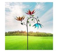 Sherem Girandola a Vento con Fiore Portafortuna per Esterni, Sculture Cinetiche in Metallo, Decorazione per Giardino, Rotatore a Vento (A)