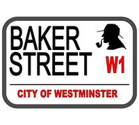 Sherlock Holmes Baker Street - Targa in Metallo, 20 x 30 cm