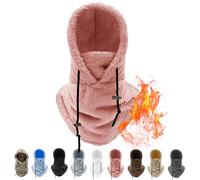 Sherpa Hood - Balaclava Ski Mask, Adjustable Windproof Warm Hood Cover Hat for Winter, Fuzzy Ski Mask for Women & Men (onesize,Pink)