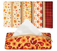 Sherr 5 tasche porta fazzoletti da viaggio, riutilizzabili, in tessuto, con cerniera, piccole dimensioni, motivo foglie, per borse, monete, per l'autunno, 13 x 7 cm (stile autunnale)