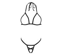 SHERRYLO Micro Bikini Estremo G String Bikini Senza Cavallo Esotico Donne Lingerie Nessuna Copertura Nudo Sexy Dancer Abiti, 21001-Full Black, Taglia Unica