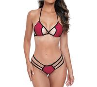 SHERRYLO Micro bikini estremo perizoma costume da bagno per le donne bikini sexy perizoma fondo donna due pezzi costumi da bagno costumi da bagno, 23018-vino Rosso Nero, M