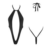 Sherrylo Wild Style - Micro Bikini da Donna, Costume da Bagno in Due Pezzi, per Prendere Il Sole Black4 Taglia Unica