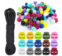 Sheryl&Rain 100 PCS Fermacorda a Molla in Plastica Multicolore con 3mm*4m Cordoni, Foro Singolo Doppio per Coulisse, Zaino, Abbigliamento, Scarpe