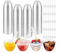 Sheryl&Rain 100 Tazze Bicchieri da Dessert in Plastica, 60ml Bicchierini Finger Food con Cucchiai,Tazze Da Dessert Trasparente, Coppette Gelato, Ciotoline Monoporzione Riutilizzabili per Mousse Budini