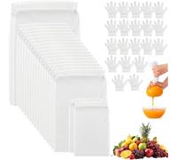 Sheryl&Rain 20 Pcs Sacchetti per Bevande Vegetali e 20 Guanti, 3 dimensioni Etamina per Cucina, Sacchetti Filtranti per Alimenti Nylon, per Latte di Noci, Formaggio, Frutta, Caffè, Verdura(100 mesh)