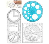 Sheryl&Rain 3 pezzi Righello Geometrico Multifunzionale Righello Disegno Multifunzionale Stencil da Disegno Geometrico for School Office Supplies