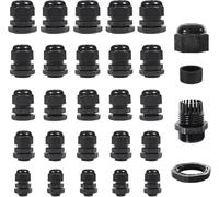 Sheryl&Rain 50 Pezzi Pressacavo Nero, Connettori Pressacavi, Nylon Pressacavo, Regolabile Ip68 3-16mm Connettori Impermeabili M12, M16, M18, M20, M25 per Esterno, Giardino, Scatola di Derivazione