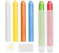 Sheryl&Rain Gessetti per Pavimento, 6 Pezzi Colorati per Strada con 6 Extra Porta Gessetti per Lavagna