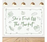 She's Fresh Off The Market Decorazioni per la doccia nuziale, mercato agricolo sfondo per addio al nubilato sfondo verde frutta fiori sfondo fotografico per donne addio al nubilato forniture di