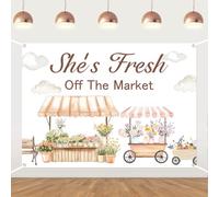 She's Fresh Off The Market Fondale per addio al nubilato, sfondo per foto di frutta e verdura, per donne, giardino, fattoria, addio al nubilato, decorazione per foto, 2,1 x 1,5 m