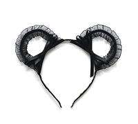 She's Shining Cerchietto da donna in pizzo nero con orecchie da orso, con fiocco per capelli Alice per adulti e ragazze, per cosplay