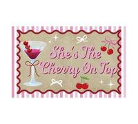 She's The Cherry On Top Banner Cherry Party Decorazioni per feste a tema ciliegia sfondo di compleanno per ragazza rosa compleanno baby shower decorazioni per feste forniture 90 x 61 cm
