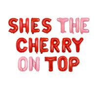 She's the Cherry on Top Decorazioni per baby shower Red Summer Cherry Fruit Theme Decorazioni per feste di compleanno con lettera di ciliegia Banner in lamina per ragazze dolci a tema ciliegia baby