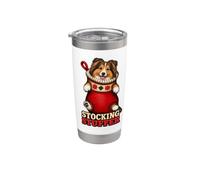 Shetland Sheepdog - Calza natalizia con cane da pastore Bicchiere termico in acciaio inox doppia parete