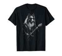 Shetland Sheepdog Che Suona la Chitarra Musica Rock Amante dei Cani Maglietta