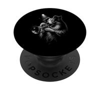 Shetland Sheepdog che suona tromba musica jazz amante dei cani PopSockets PopGrip Adesivo