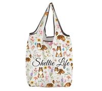 Shetland Sheepdog Lover Gift Sheltie Life pieghevole riutilizzabile borsa della spesa Sheltie mamma shopping bag regalo amante dei cani