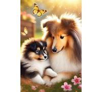 Shetland Sheepdog mom and her puppy Notebook - Large 6 x 9 inches - 127 Pages