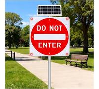 SHEUAO 61X61 Cm/76,5X76,5 Cm-Divieto di Accesso-Cartello Stradale Riflettente A LED Lampeggiante Ad Energia Solare con Pannello Solare da 18 V,Ip65,per Vialetti E Traffico All'aperto 24in