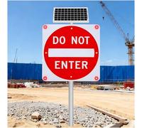 SHEUAO Cartello di Divieto di Accesso 24"/30",Segnale Stradale Riflettente Lampeggiante A LED Ad Energia Solare con Funzione di Lampeggio Automatico Notturno,con 8 LED Bianchi Ad Alta Potenza 24in