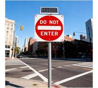 SHEUAO Cartello di Divieto di Accesso Solare,24X24 Pollici/30x30 Pollici in Alluminio,Segnale Stradale Riflettente Lampeggiante A LED Ad Energia Solare,Ip65,Uscita Pannello Solare: 18 V 24in