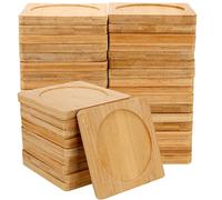 SHEUTSAN Sottobicchieri quadrati in bambù naturale, 60 pezzi da 3,7 cm, quadrati in legno di bambù, vassoio quadrato in bambù per bevande, artigianato, piante grasse