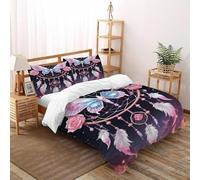 SHEVOVER Copripiumino Acchiappasogni,Set Di Biancheria Da Letto Piuma sognante,set Copripiumino Farfalla rosa,3D Con 2 Federe,per Ragazzi Adolescenti Adulti Double(200x200cm)