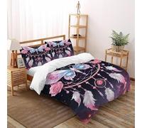 SHEVOVER Copripiumino Acchiappasogni,Set Di Biancheria Da Letto Piuma sognante,set Copripiumino Farfalla rosa,Stampa 3D,da 3 Pezzi Per Ragazzi E Ragazze King(220x240cm)