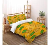 SHEVOVER Copripiumino ananas,Biancheria Da Letto Giallo,set Copripiumino Tema frutta,3D Da 3 Pezzi Per Ragazzi E Ragazze Super King(260x220cm)