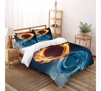 SHEVOVER Copripiumino Ciclo dell'acqua e del fuoco,Biancheria Da Letto Tema eterno,set Copripiumino Tema eterno,3D Con 2 Federe,per Ragazzi E Ragazze Double(200x200cm)