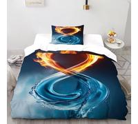 SHEVOVER Copripiumino Ciclo dell'acqua e del fuoco,Set Di Biancheria Da Letto Tema eterno,copripiumino Tema eterno,3D Con 2 Federe,per Ragazzi E Ragazze Single(135x200cm)