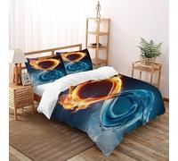SHEVOVER Copripiumino Ciclo dell'acqua e del fuoco,Set Di Biancheria Da Letto Tema eterno,set Copripiumino Tema eterno,3D Da 3 Pezzi Per Ragazzi Adolescenti Adulti Super King(260x220cm)