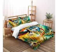 SHEVOVER Copripiumino totem del lupo,Set Di Biancheria Da Letto Cultura indiana,copripiumino totem,3D Con 2 Federe,per Ragazzi Adolescenti Adulti Super King(260x220cm)