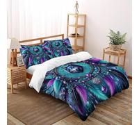 SHEVOVER Copripiumino totem del lupo,Set Di Biancheria Da Letto Cultura indiana,set Copripiumino totem,3D Con 2 Federe,per Ragazzi Adolescenti Adulti Super King(260x220cm)