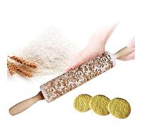 shewt Rolling Pin per Biscotti e Pizza Utensile da Cucina in Rilievo di Legno Inciso a Forma di mattarello Inciso di Natale,Goffratura Mattarello, Mattarello di Pane, Mattarello di Pasta