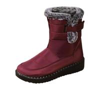 Shfebrinox Stivaletti da neve da donna, invernali, in velluto ispessito, scarpe da neve nord-est all'aperto, calde, in cotone felpato, comode, per il freddo, Rosso, 39.5 EU