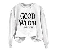 Shffuw Abbigliamento Donna Invernale Donna Lana Felpa Girocollo da Good Witch Most of The Time con Stampa di Halloween E Lettere Felpa da Maglione Senza Maniche White XXL