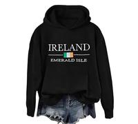 Shffuw Abbigliamento Donna Maglietta Donna Manica 3 4 Women S St. Day Print Long Sleeved Pullover Solid Color Hoodie Maglia Termica Manica Corta Maglie Eleganti Black M