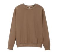Shffuw Abbigliamento Donna Maglioni Donna Leggeri Felpa Oversize da con Scollo Tondo Tinta Unita vestibilità Ampia Felpa Leggera A Maniche Lunghe Camicetta Maglioncino Cotone Khaki XL