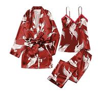 Shffuw Completi Sexydonna Hot Sexy per Donna Lingerie Pigiama in Poliestere Stampato Daily Woman Vestaglia Donna Sexy Lingerie Pizzo Wine S