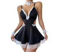 Shffuw Completini Sexydonna Hot Set Lingerie Donna Sexy Sexy Lingerie For Women Role Play Outfit Cosplay Dress Lace Teddy Apron Cosplay Outfit Set Abbigliamento Completino Black Xxl