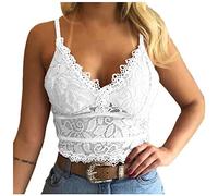 Shffuw Completino Sexy Completo Sexy Donna Lingerie Rosso più Formato Lingerie Gilet Bra Wireless Camisole Underwear Crop V Collo Donne Donna Hot Abbigliamento per White S