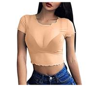 Shffuw Completino Sexy Donna Completi Intimi Donna Hot Women S Mesh See Attraverso La Manica Corta Crop Tops Casual T Shirt Hot Lingerie Completini Intimi da Sexy Orange L
