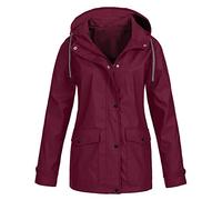 Shffuw Copri Zaino Per Pioggiamantella Pioggia Donna Giacca Da Donna Autunno Inverno Tinta Unita Con Cappuccio Impermeabile Antivento Impermeabile Lungo Antipioggiagiubbino Wine Xxl