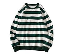 Shffuw Donna Abbigliamento Maglioncino Donna Elegante Uomo Rotondo Pullover Tops A Maniche Lunghe Stripe Bluse Autoumn Winter Sweatshirt Felpa Leggera Maglione Senza Maniche Green XXL